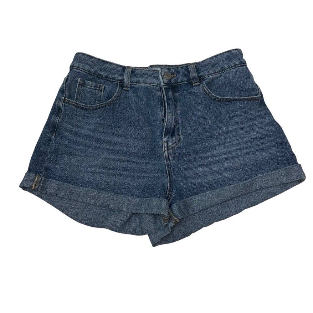 PacSun Women's Size 28 Mom Shorts High Waist Medium Wash Rolled Hem Blue Classic